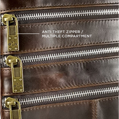 Black Hammer Men Genuine Leather Sling Bag RG301 - BLACK SAFE OUTLET