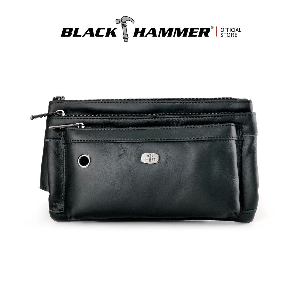 Black Hammer Men Genuine Leather Waist Bag RG9803