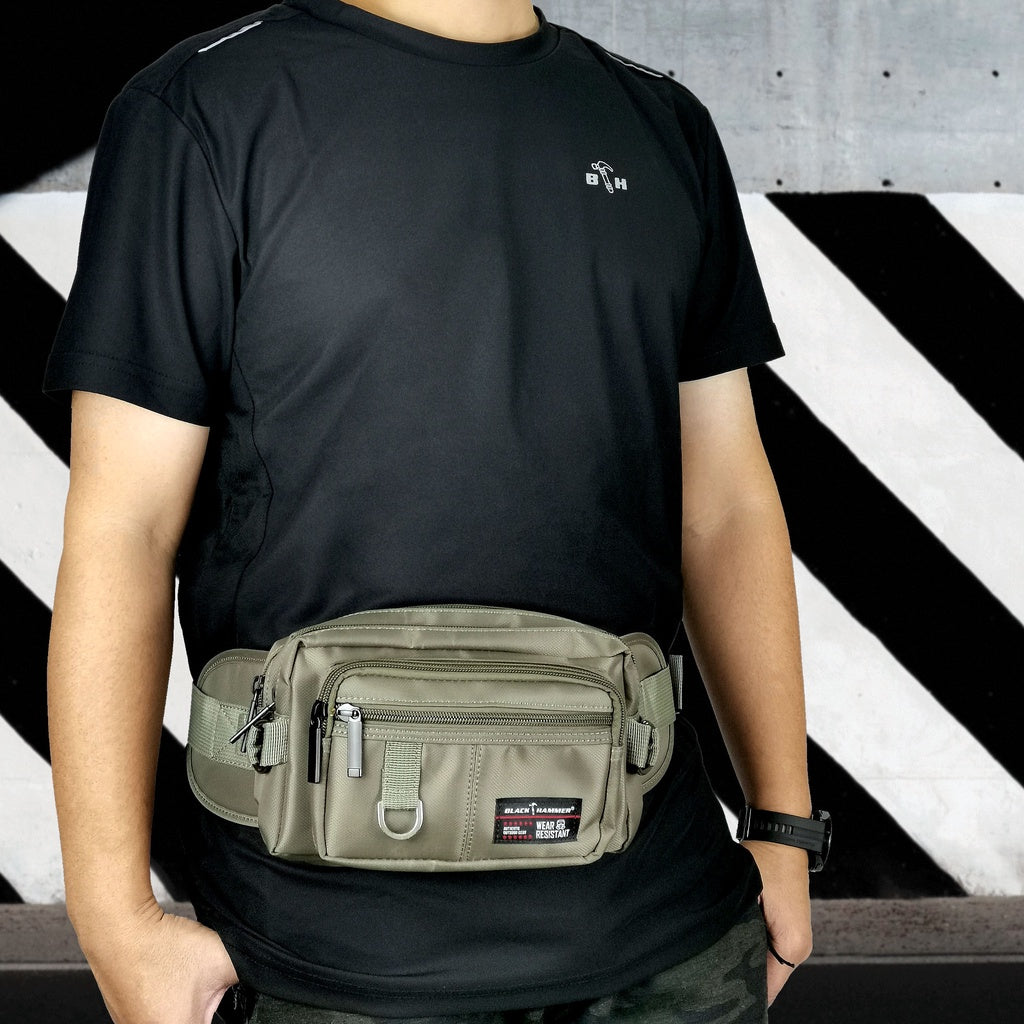 Black Hammer Water Resistant Waist Bag H2029 - BLACK SAFE OUTLET