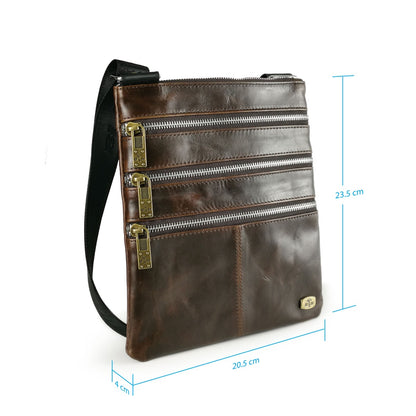 Black Hammer Men Genuine Leather Sling Bag RG301 - BLACK SAFE OUTLET