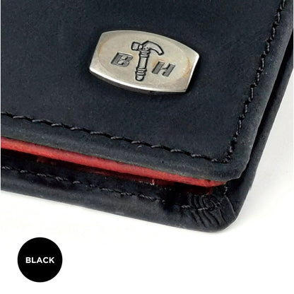 Black Hammer Men Genuine Leather RFID Blocking Wallet RG104