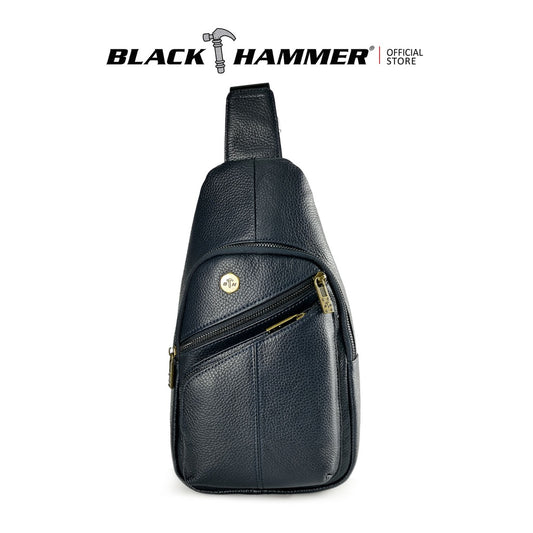 Black Hammer Men Genuine Leather Chest Bag RG8027 - BLACK SAFE OUTLET