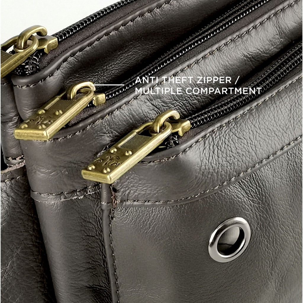 Black Hammer Men Genuine Leather Waist Bag RG9803