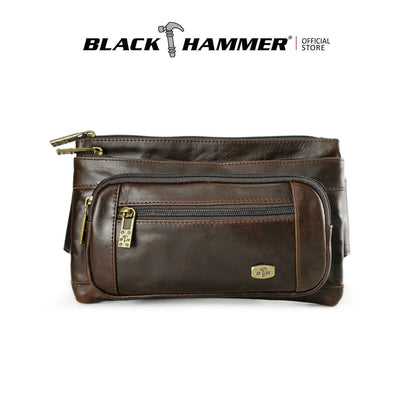 Black Hammer Men Genuine Leather Waist Bag RG9801