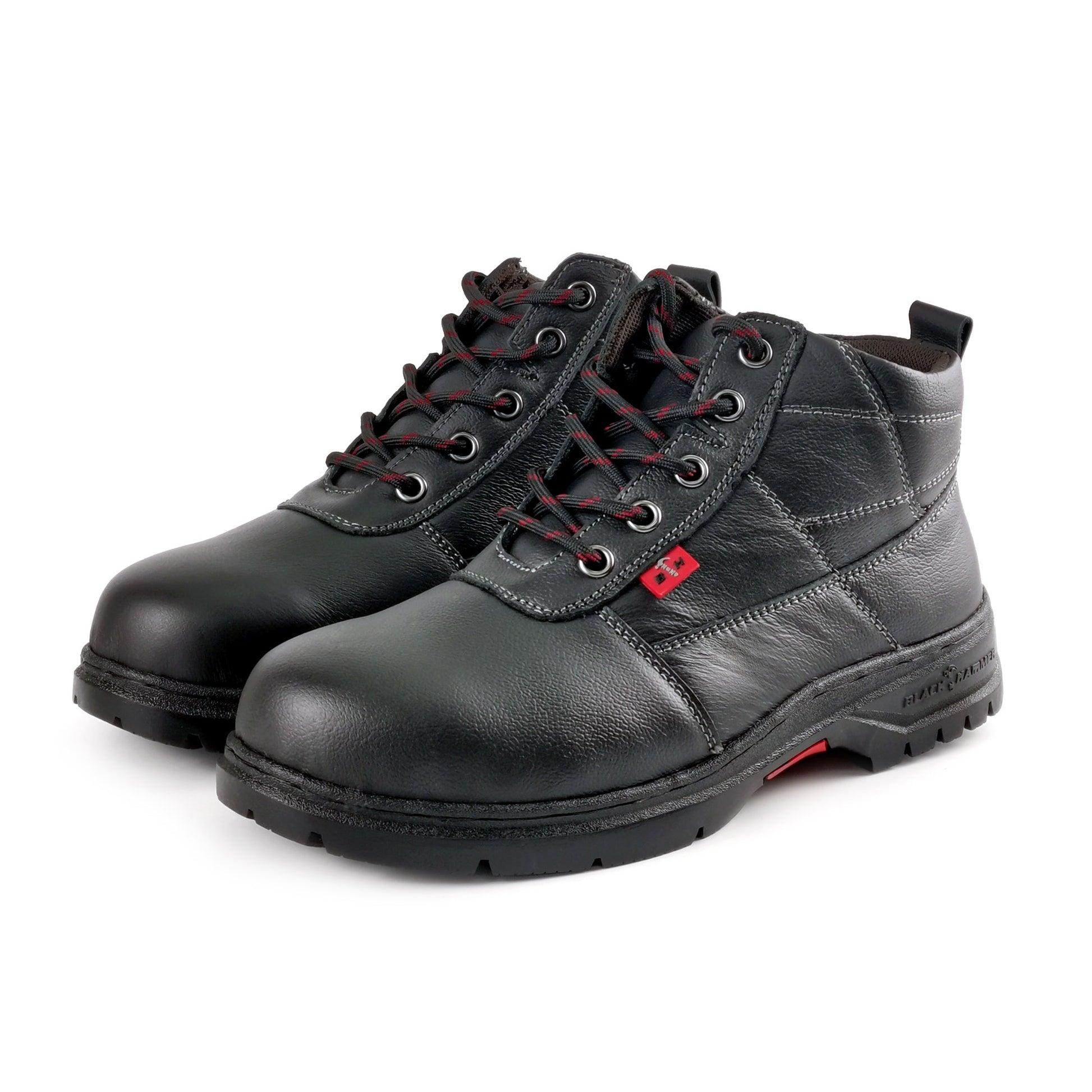 Black Hammer Mid Cut Lace Up Ladies Safety Shoes BH 3888 - BLACK SAFE OUTLET