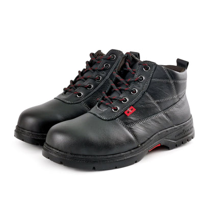 Black Hammer Mid Cut Lace Up Ladies Safety Shoes BH 3888 - BLACK SAFE OUTLET