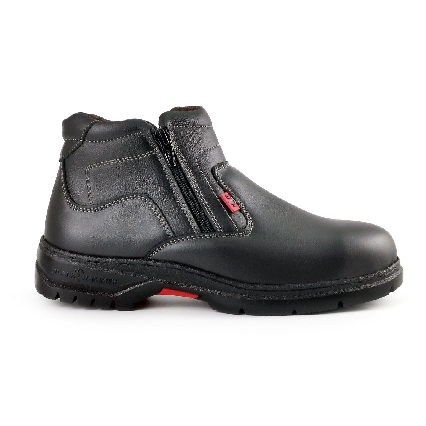 Black Hammer Mid Cut Double Zip Ladies Safety Shoes BH 3889 - BLACK SAFE OUTLET