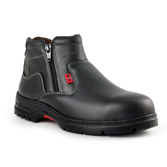 Black Hammer Mid Cut Double Zip Ladies Safety Shoes BH 3889 - BLACK SAFE OUTLET