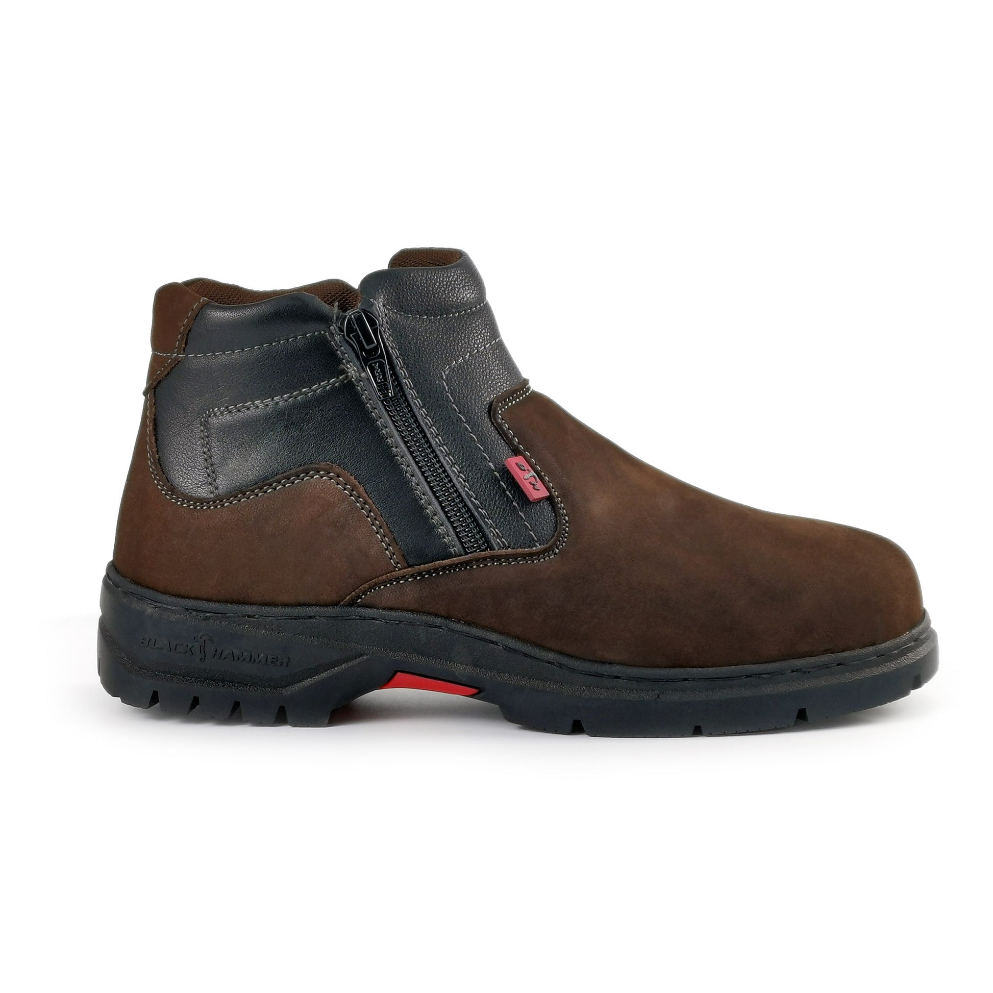 Black Hammer Mid Cut Double Zip Ladies Safety Shoes BH 3889 - BLACK SAFE OUTLET