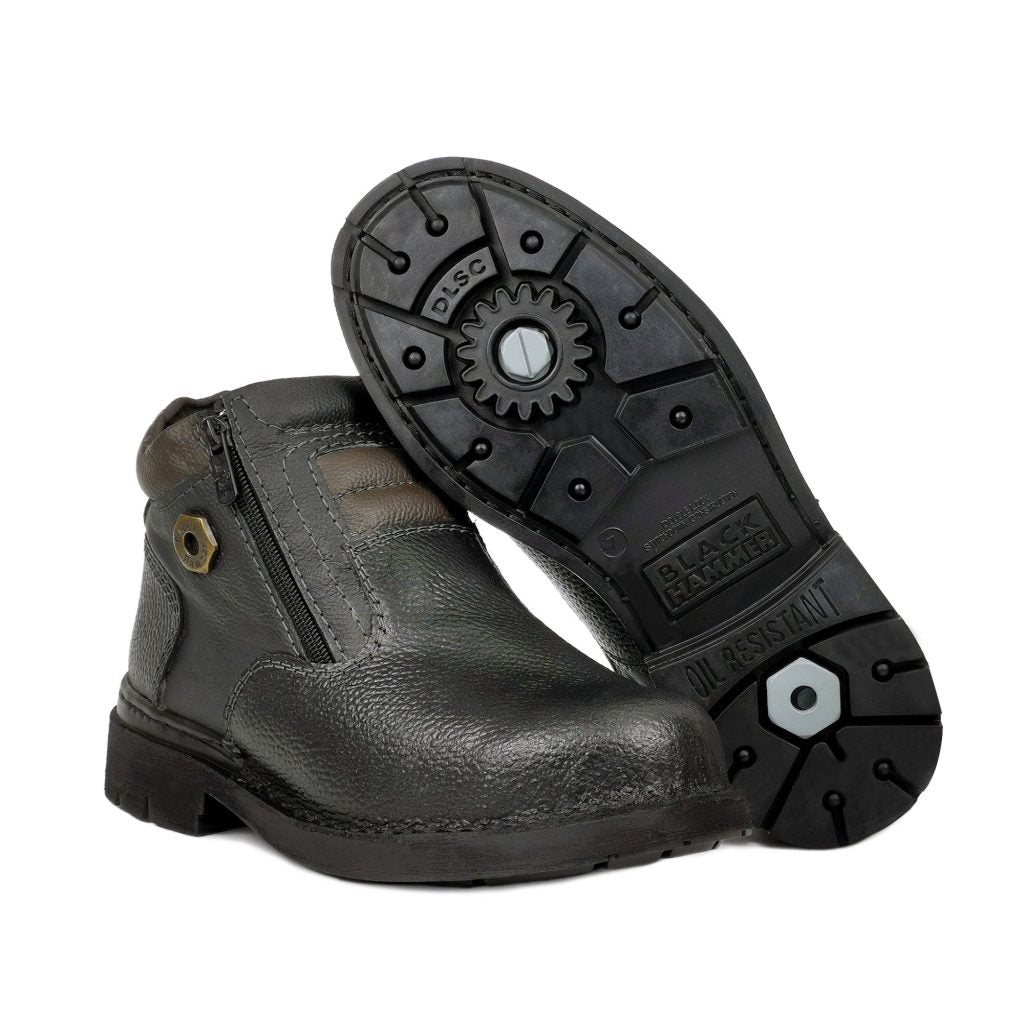 Black Hammer Men 4000 Series Mid Cut Safety Shoes BH 4891 - BLACK SAFE OUTLET