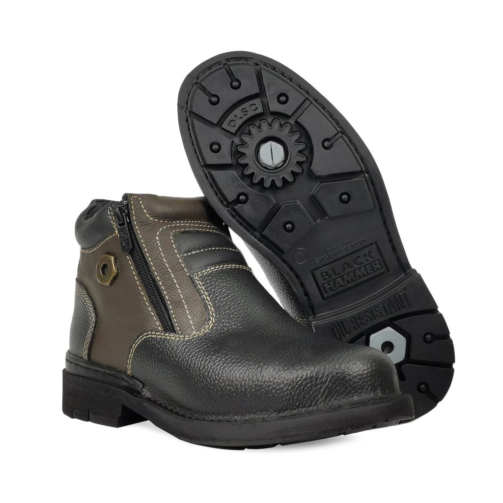 Black Hammer Men 4000 Series Mid Cut Safety Shoes BH 4891 - BLACK SAFE OUTLET
