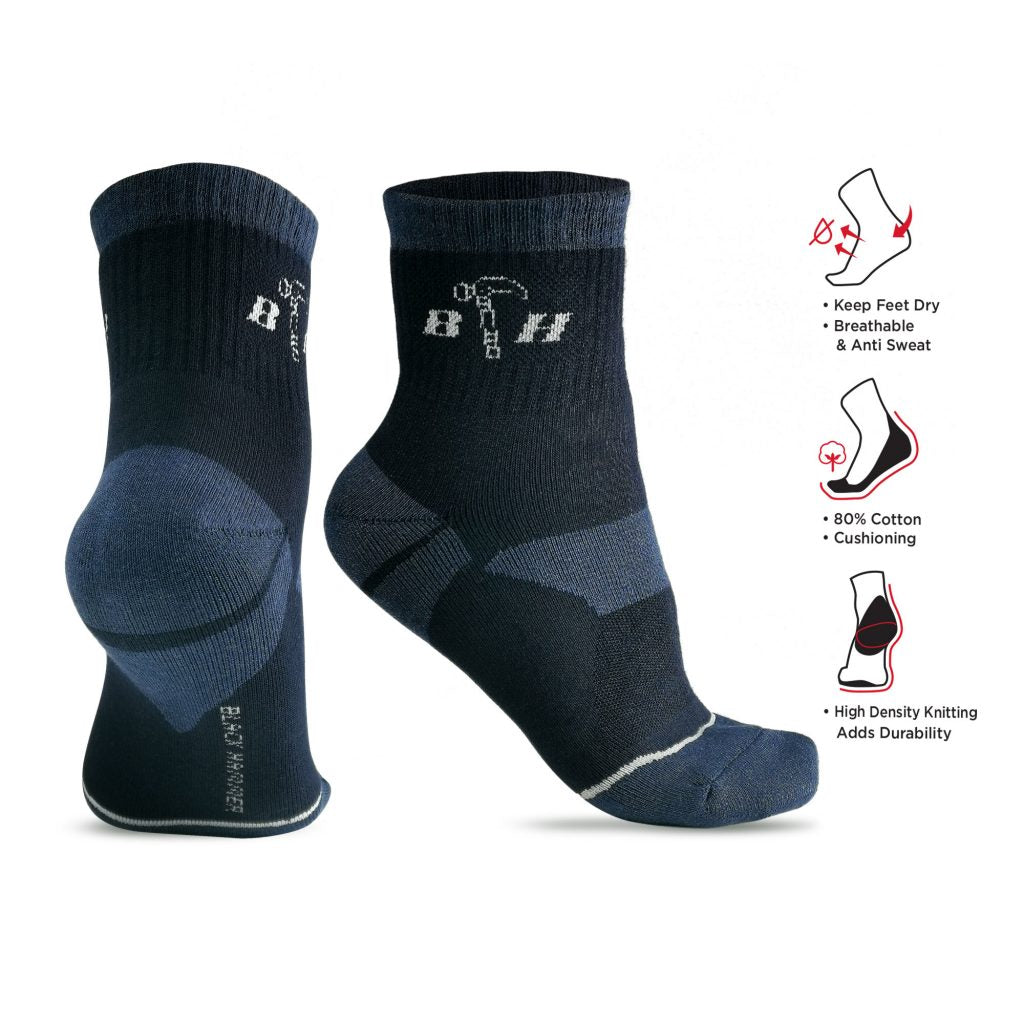 Black Hammer Heavy Duty Men Socks ST00206 - BLACK SAFE OUTLET