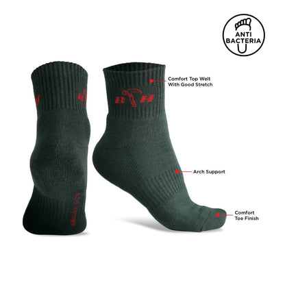 ST00213 Half Terry Antibacterial Socks - BLACK SAFE OUTLET