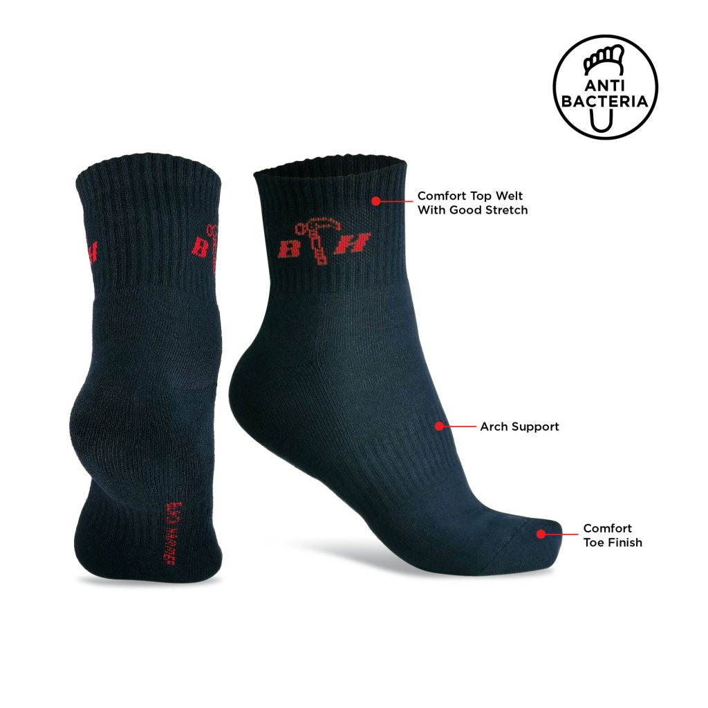 ST00213 Half Terry Antibacterial Socks - BLACK SAFE OUTLET