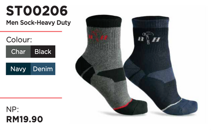 Black Hammer Heavy Duty Men Socks ST00206 - BLACK SAFE OUTLET