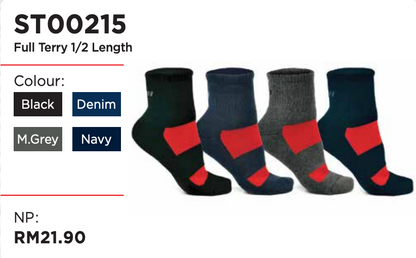 ST00215 Full Terry 1/2 Length Socks