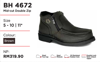 Black Hammer Men 4000 Series Mid Cut Safety Shoes BH4672 - BLACK SAFE OUTLET