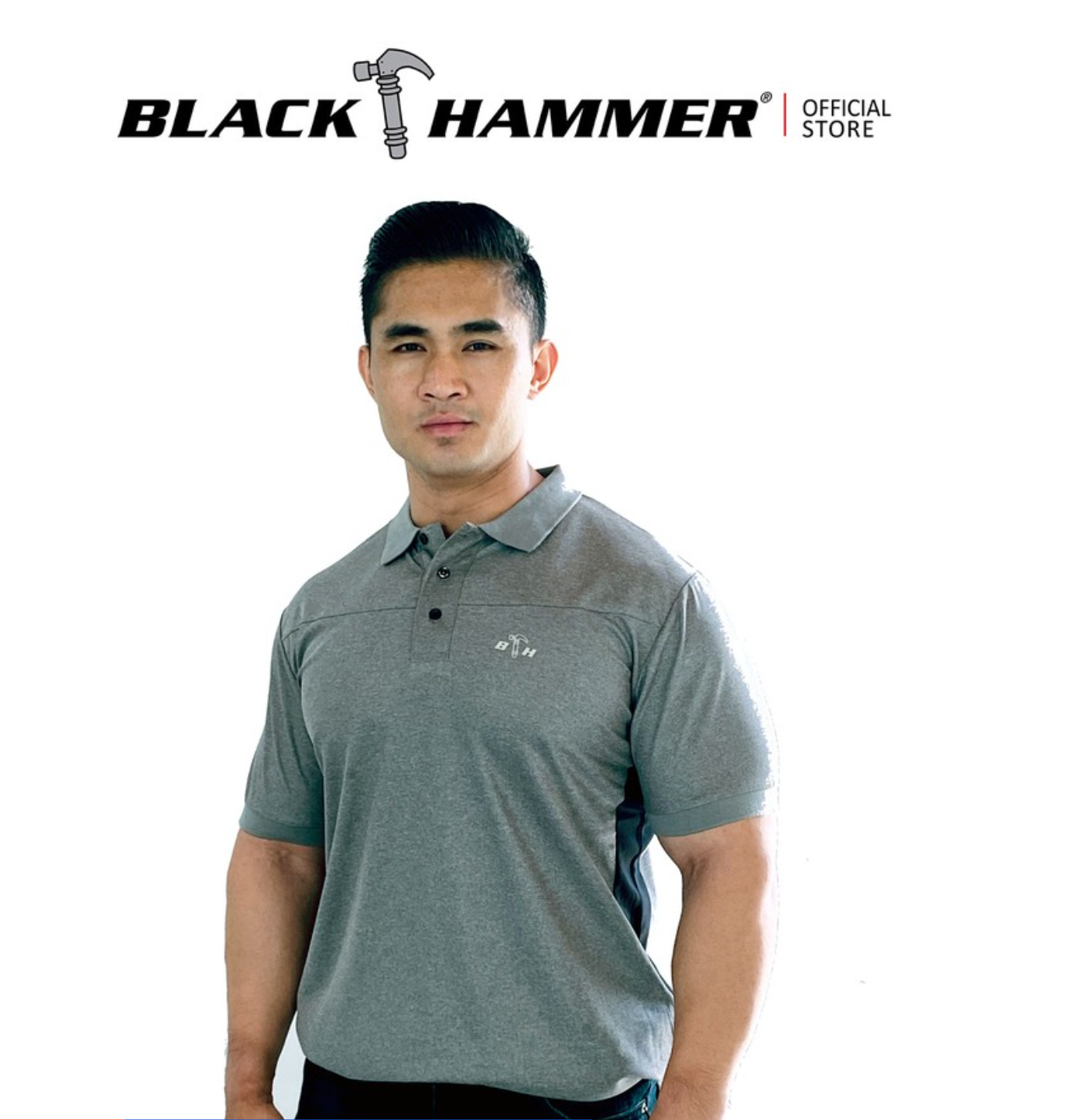 Black Hammer T-Shirt With Collar - Red/Black/Grey DP0232