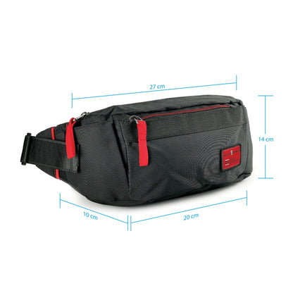 Black Hammer Men Waist Bag RG011 - BLACK SAFE OUTLET
