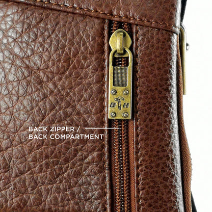 Black Hammer Men Genuine Leather Chest Bag RG711 - BLACK SAFE OUTLET