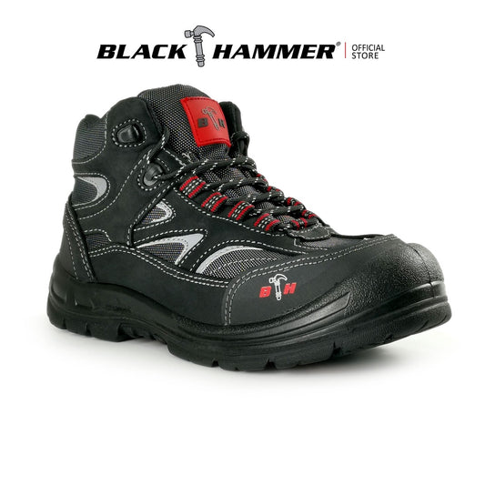 Black Hammer Men Mid Cut with Shoelace Safety Shoes BHS201620