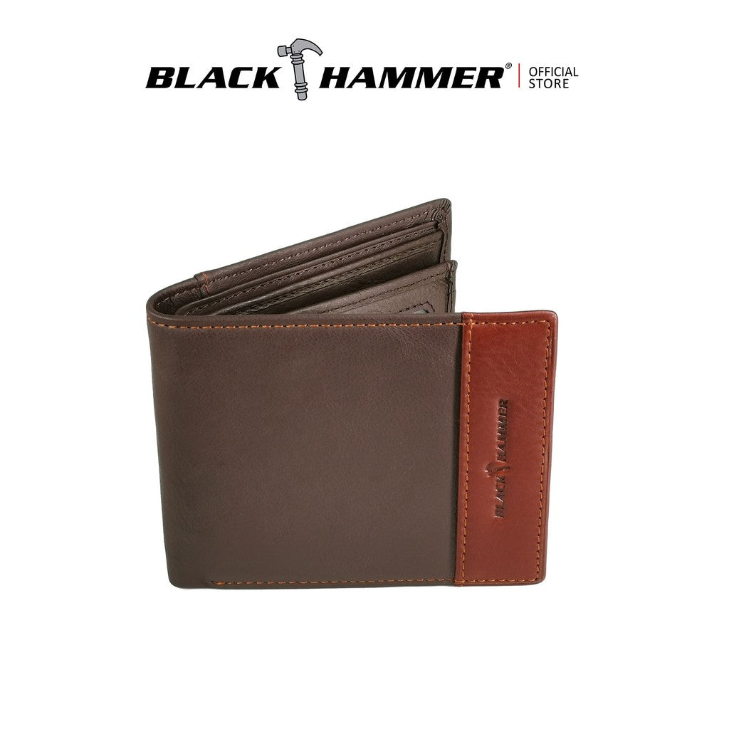 Black Hammer Genuine Leather Fold Over Wallet with Flip BHW002