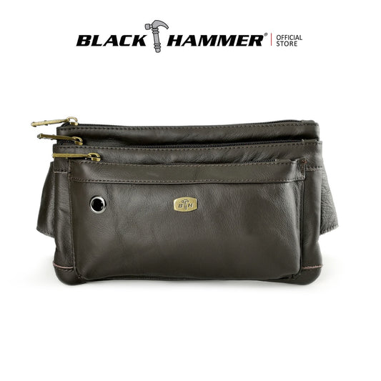 Black Hammer Men Genuine Leather Waist Bag RG9803 - BLACK SAFE OUTLET