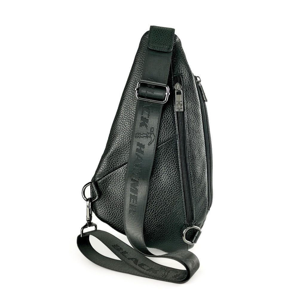 Black Hammer Men Genuine Leather Chest Bag RG8028 - BLACK SAFE OUTLET