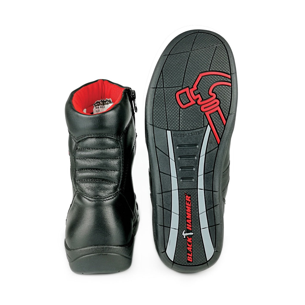 Black Hammer Men Motor Boot Mid Cut BHB-6012 - BLACK SAFE OUTLET
