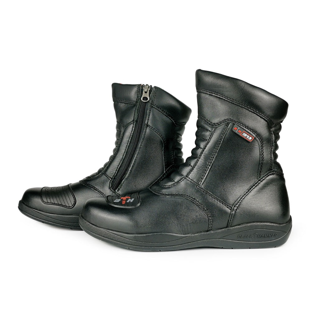 Black Hammer Men Motor Boot Mid Cut BHB-6012 - BLACK SAFE OUTLET