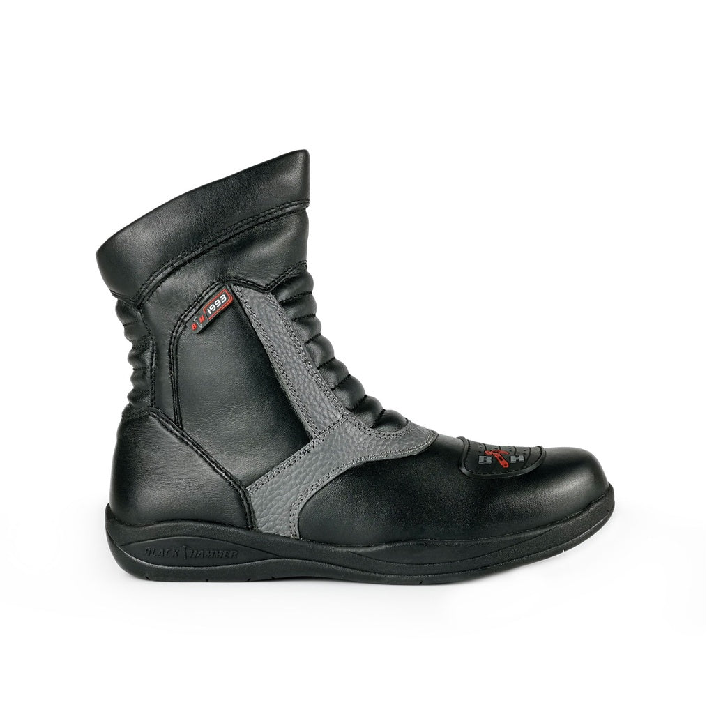 Black Hammer Men Motor Boot Mid Cut BHB-6012 - BLACK SAFE OUTLET