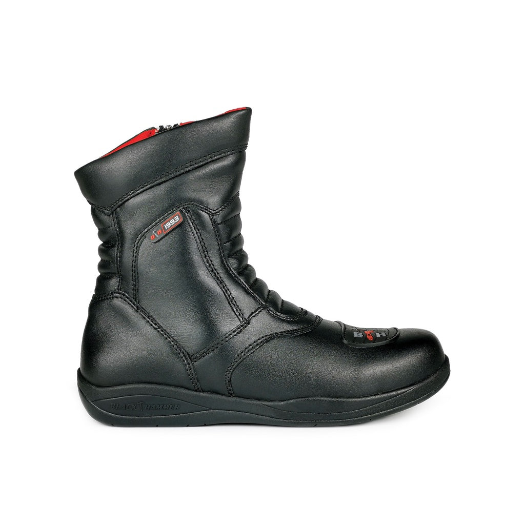 Black Hammer Men Motor Boot Mid Cut BHB-6012 - BLACK SAFE OUTLET