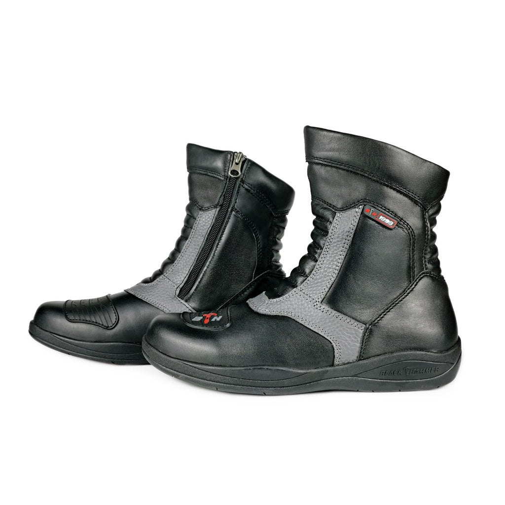 Black Hammer Men Motor Boot Mid Cut BHB-6012 - BLACK SAFE OUTLET